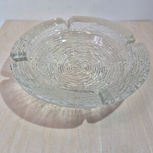 Clear Glass Ashtray Textured Swirl Ashtray‎ Vintage Home Decor Gift